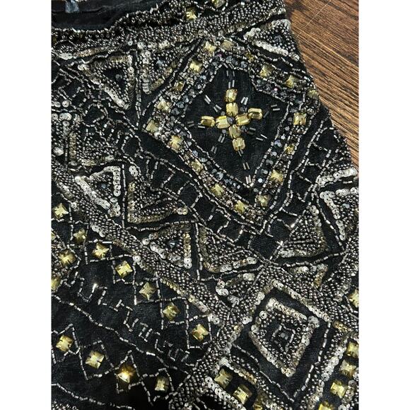 Vtg Sherri Hill Womens Black Embellished Beaded & Sequin Lined Mini Skirt Size 0 - Picture 4 of 11